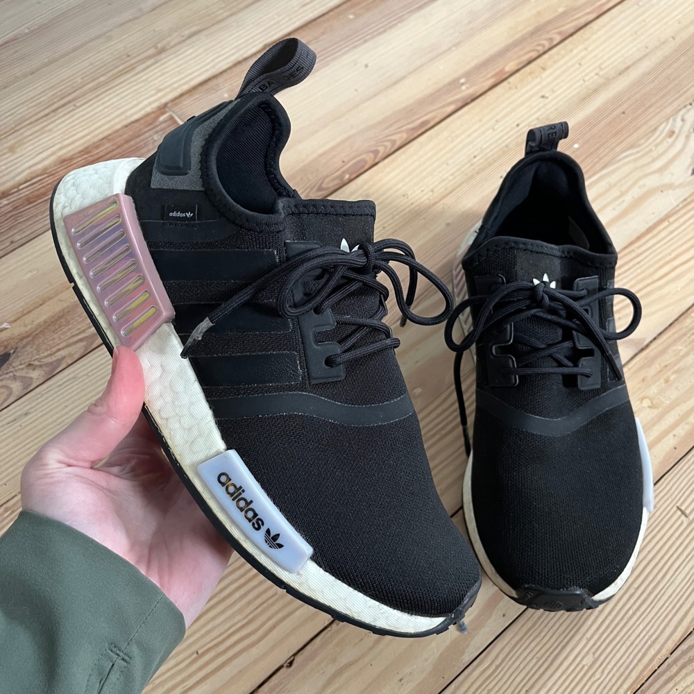 Adidas NMD_R1 Black Iridescent Women's Sneakers‎ GZ5095 Size 7 athletic shoes